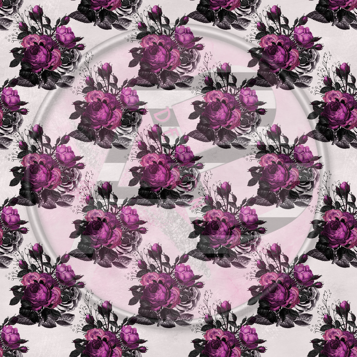 Adhesive Patterned Vinyl - Purple Roses 17