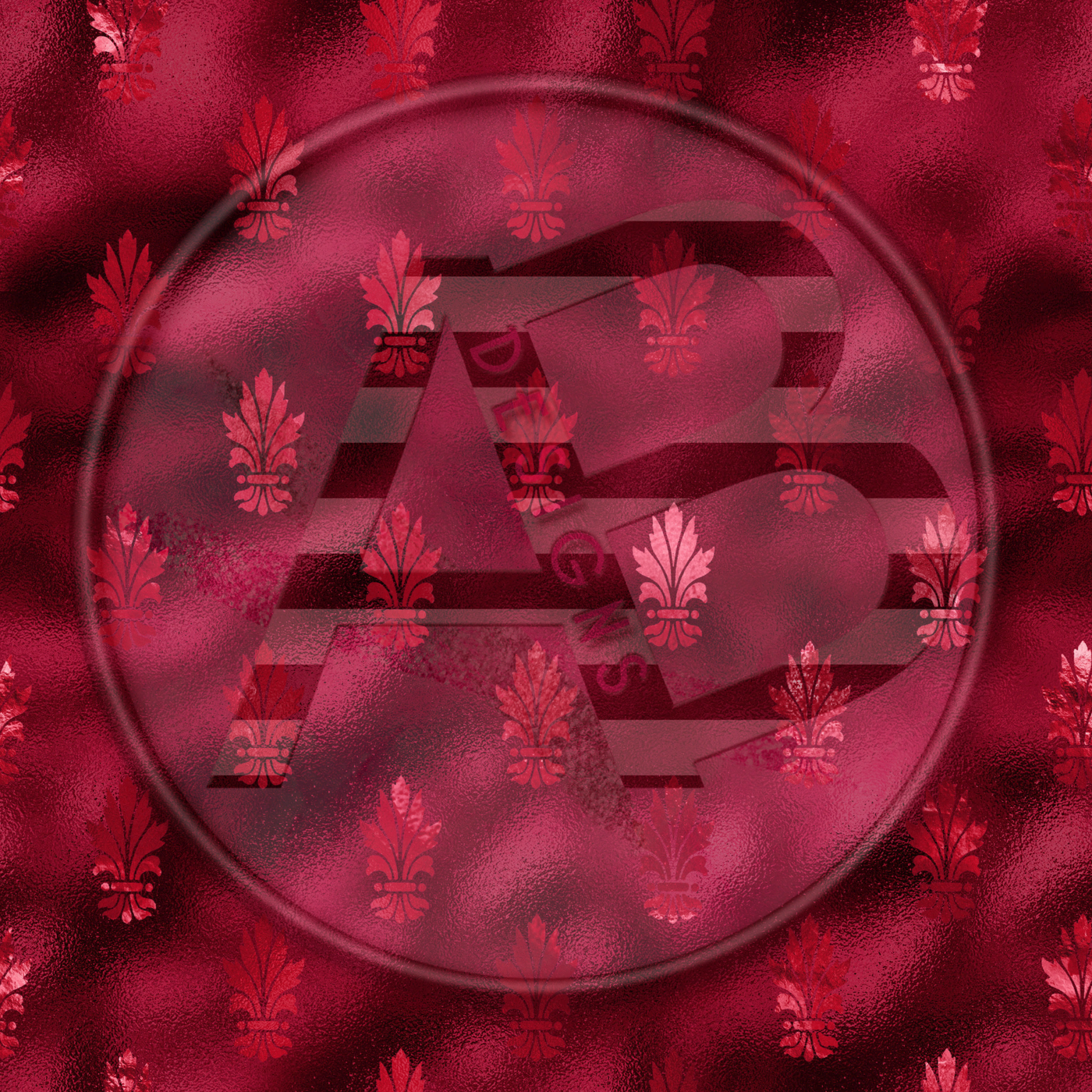 Adhesive Patterned Vinyl - Red & Silver Roses 03