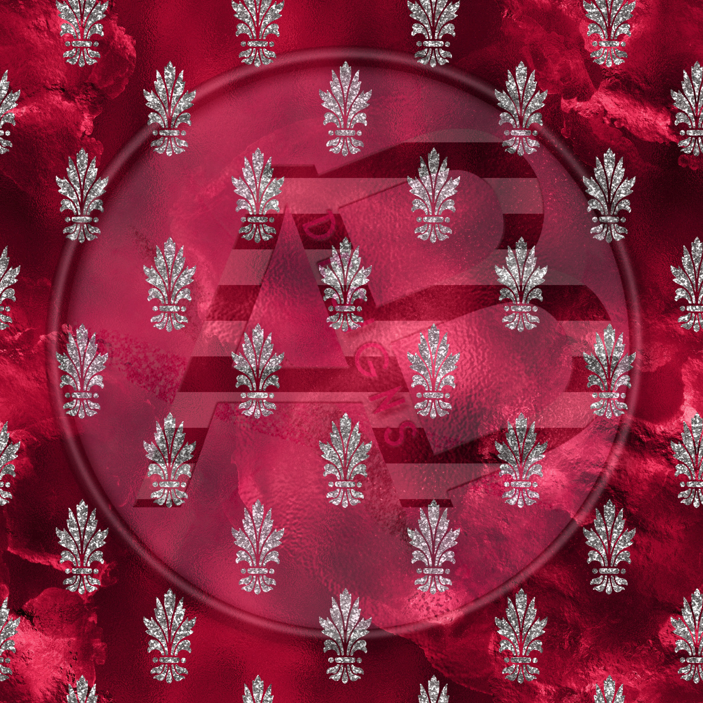 Adhesive Patterned Vinyl - Red & Silver Roses 04