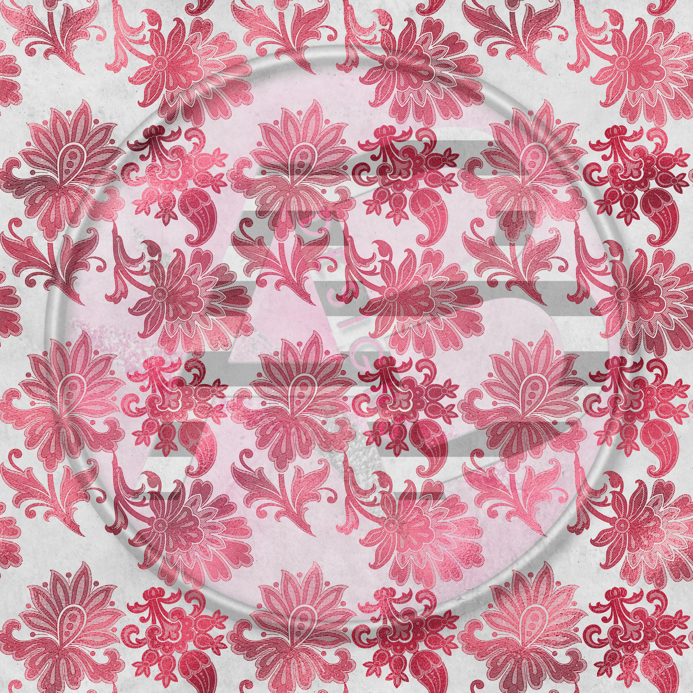 Adhesive Patterned Vinyl - Red & Silver Roses 06