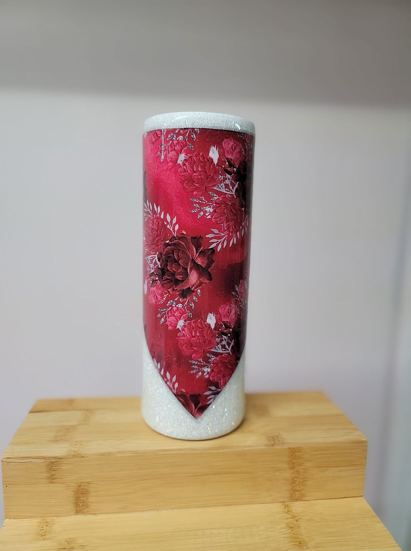 Adhesive Patterned Vinyl - Red & Silver Roses 10