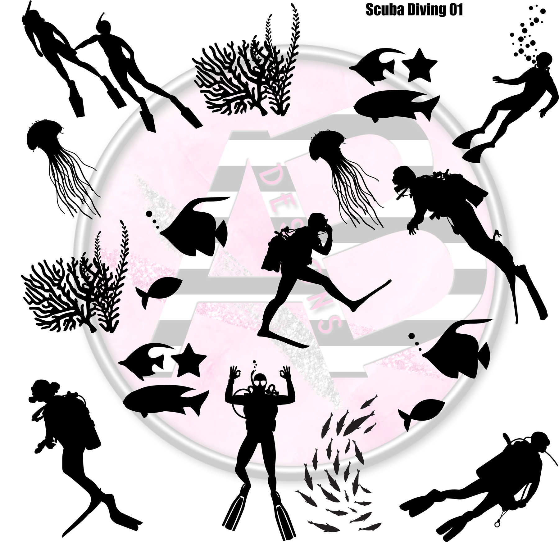 Scuba Diving 01 12 x 12 Clear Cast Full Sheet – AB Designs, Co.