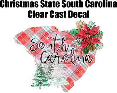 Christmas State South Carolina - Clear Cast Decal