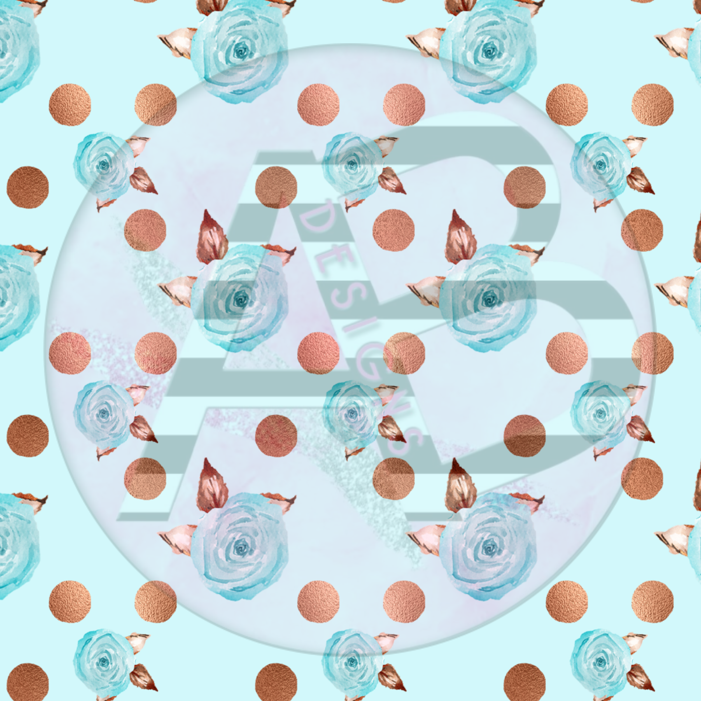 Adhesive Patterned Vinyl - Teal and Copper Floral 02