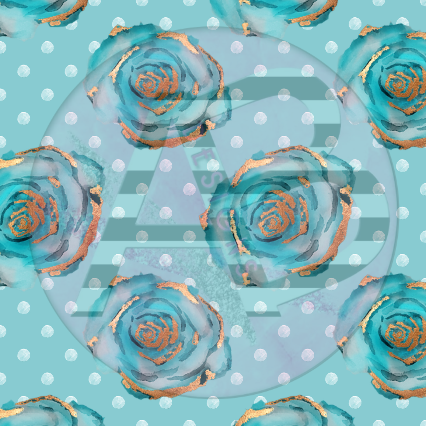 Adhesive Patterned Vinyl - Teal and Copper Floral 07