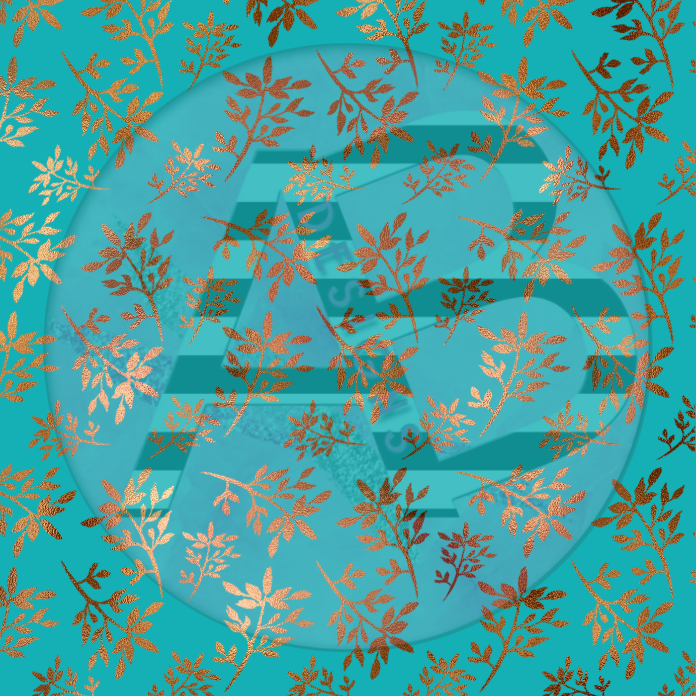 Adhesive Patterned Vinyl - Teal and Copper Floral 08