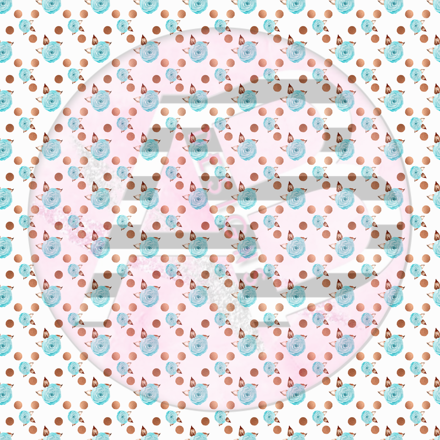 Adhesive Patterned Vinyl - Teal and Copper Floral 10