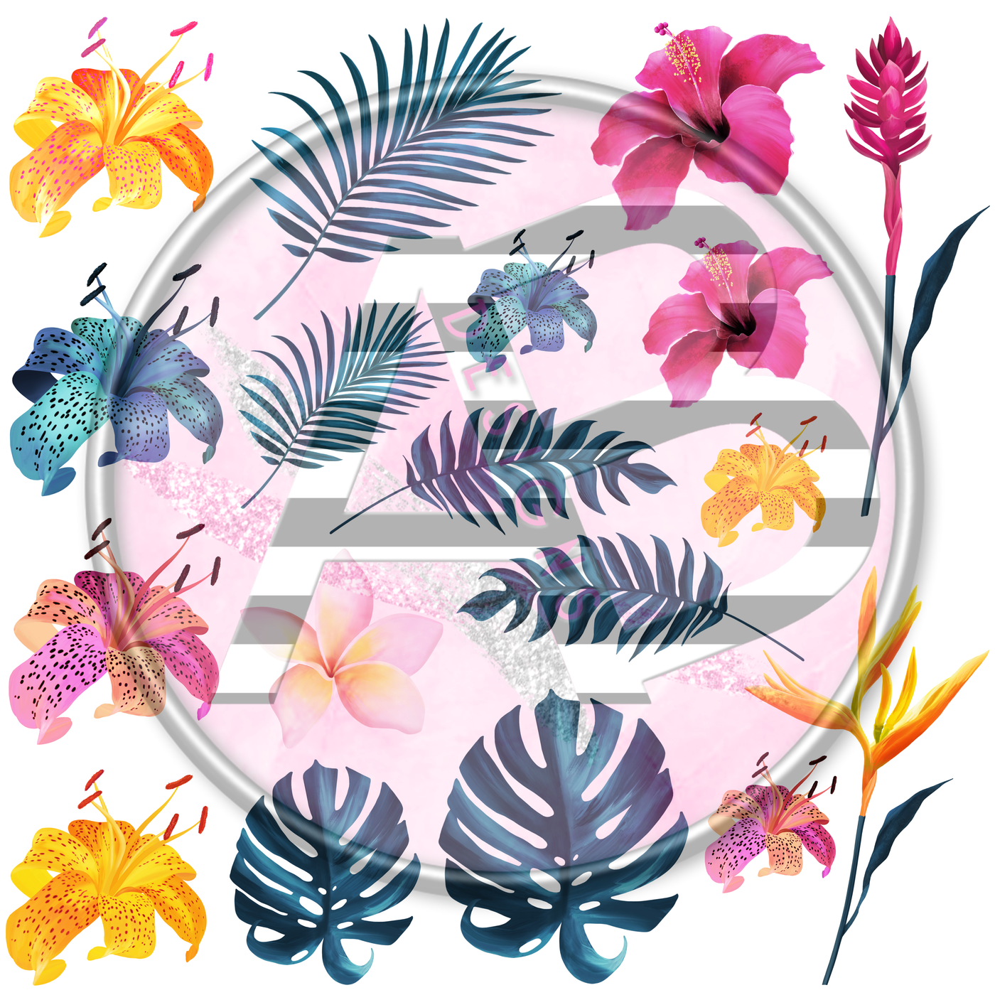 Tropical Exotic Floral 01 Full Sheet 12x12 - Clear Sheet