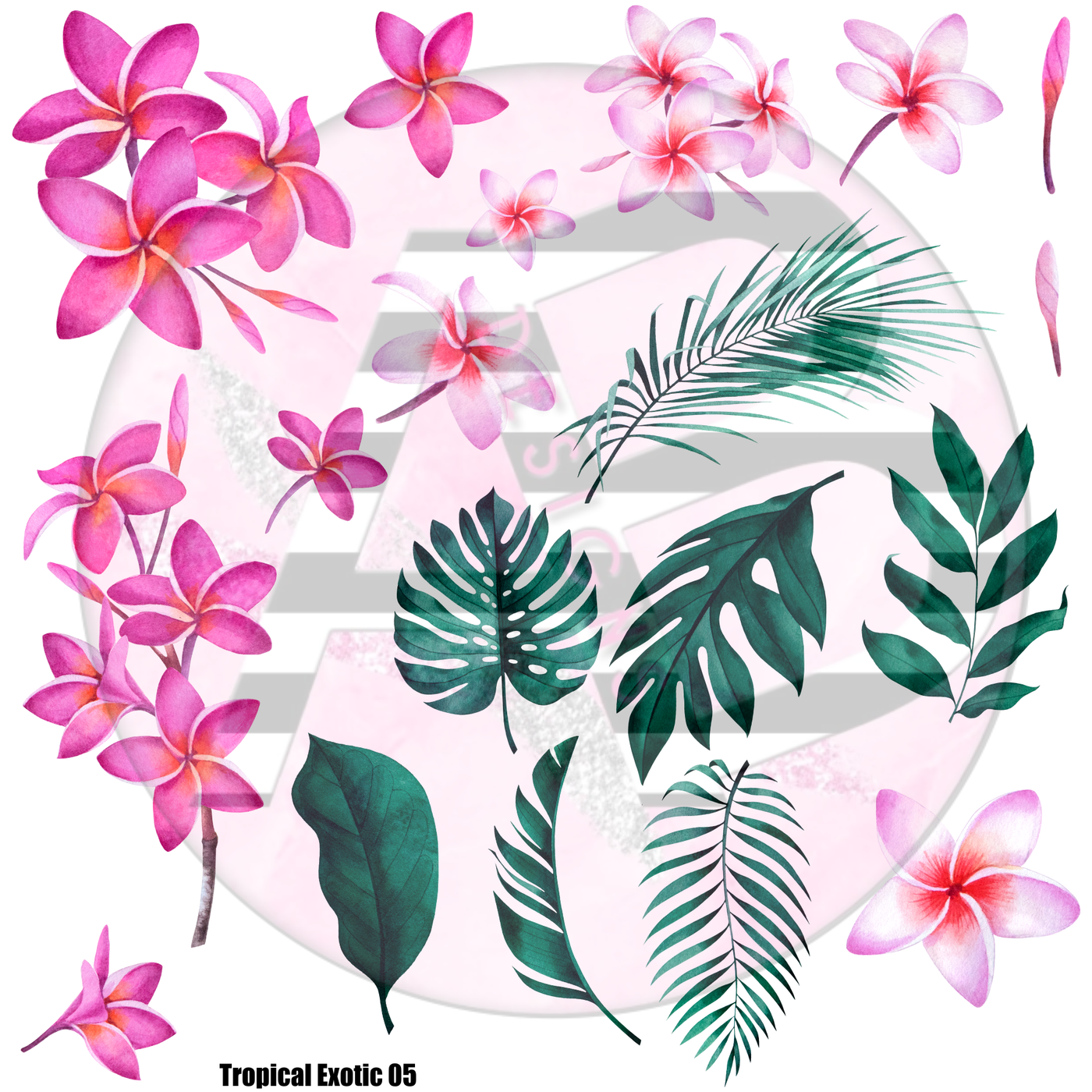 Tropical Exotic Floral 05 Full Sheet 12x12 - Clear Sheet