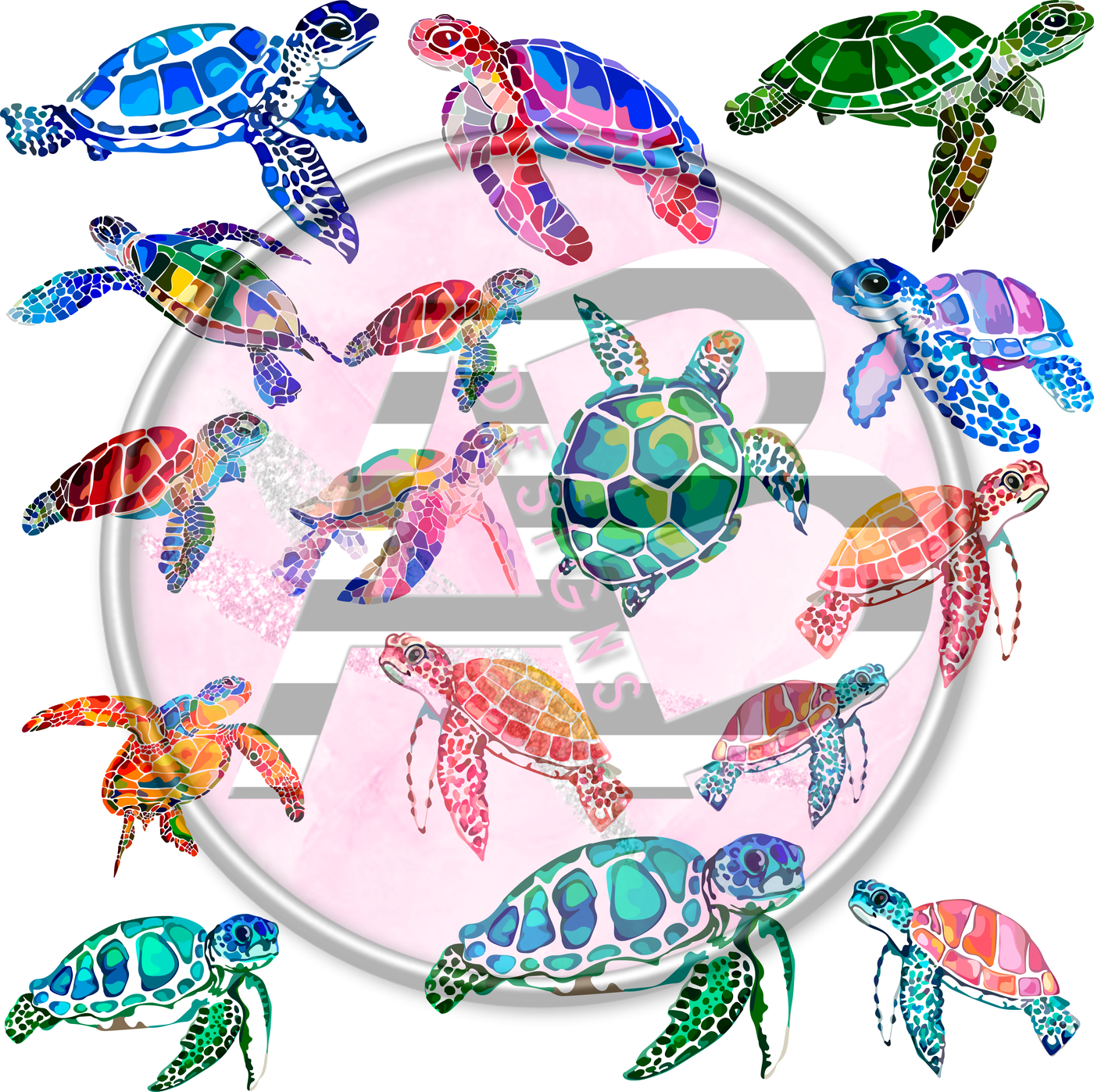 Turtle 01 Full Sheet 12x12 Clear Cast Decal