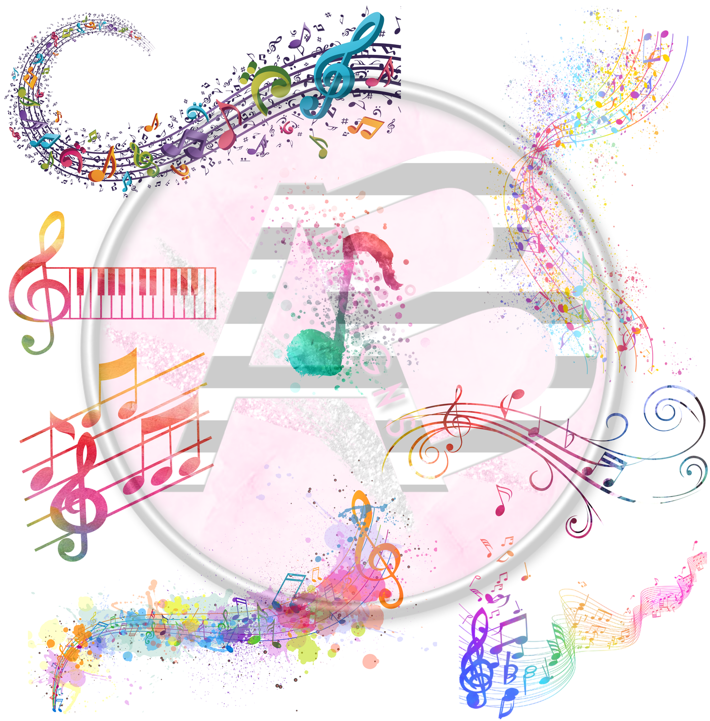 Watercolor Music 02 Full Sheet 12x12 Clear Cast Decal
