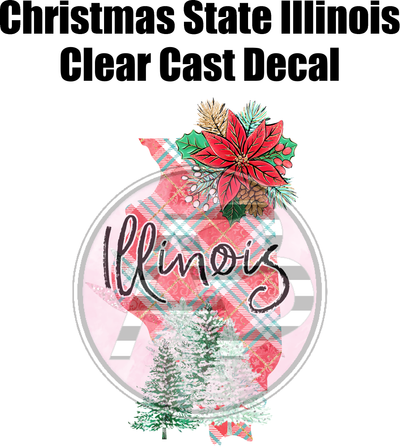 Christmas State Illinois - Clear Cast Decal