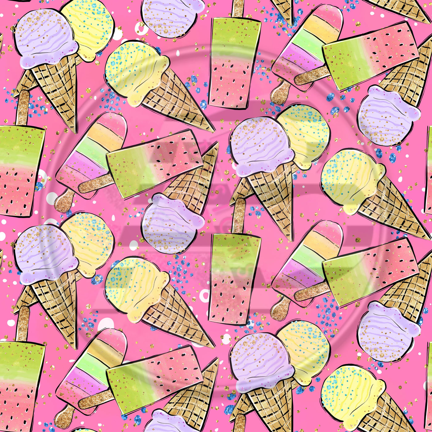 Adhesive Patterned Vinyl - Ice Cream 1284