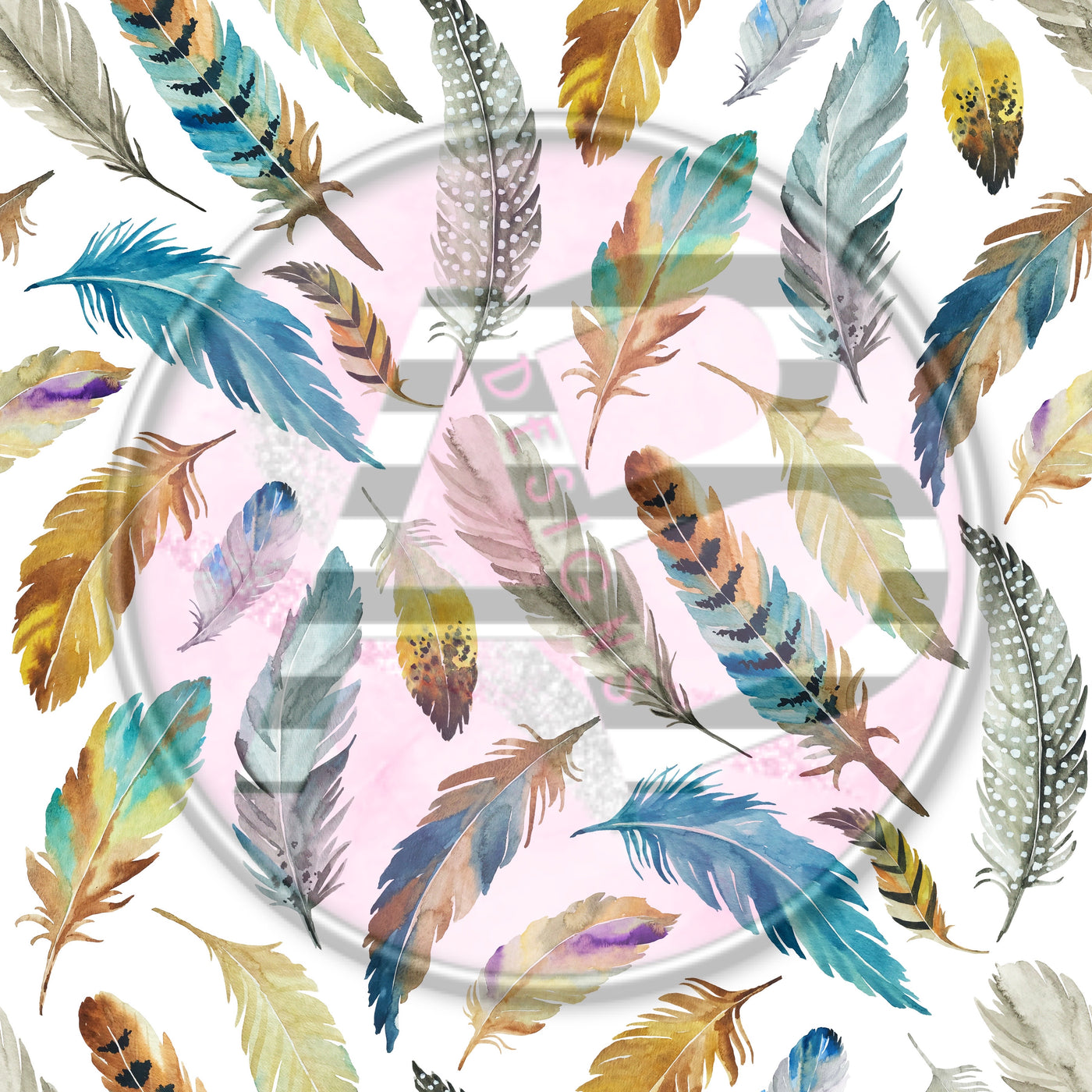 Adhesive Patterned Vinyl - Feathers 286
