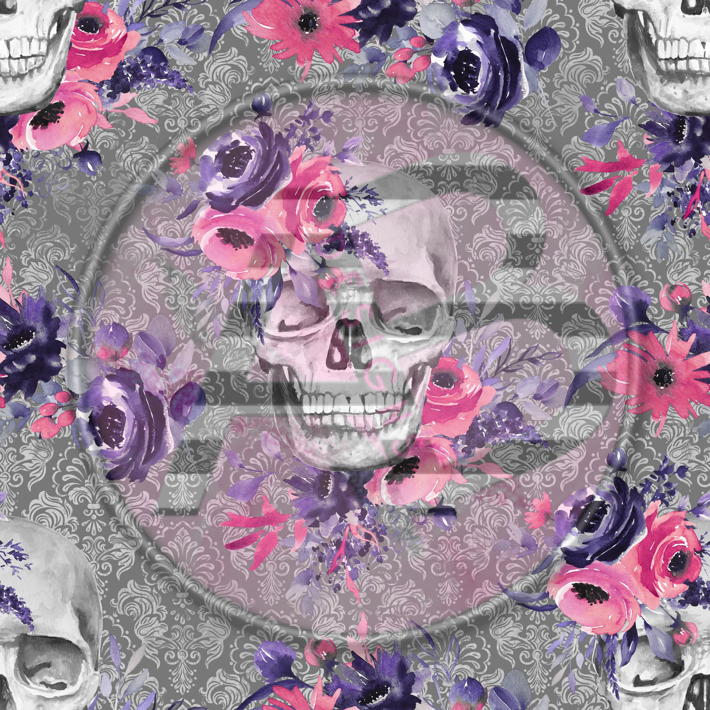 Adhesive Patterned Vinyl - Skulls 1645