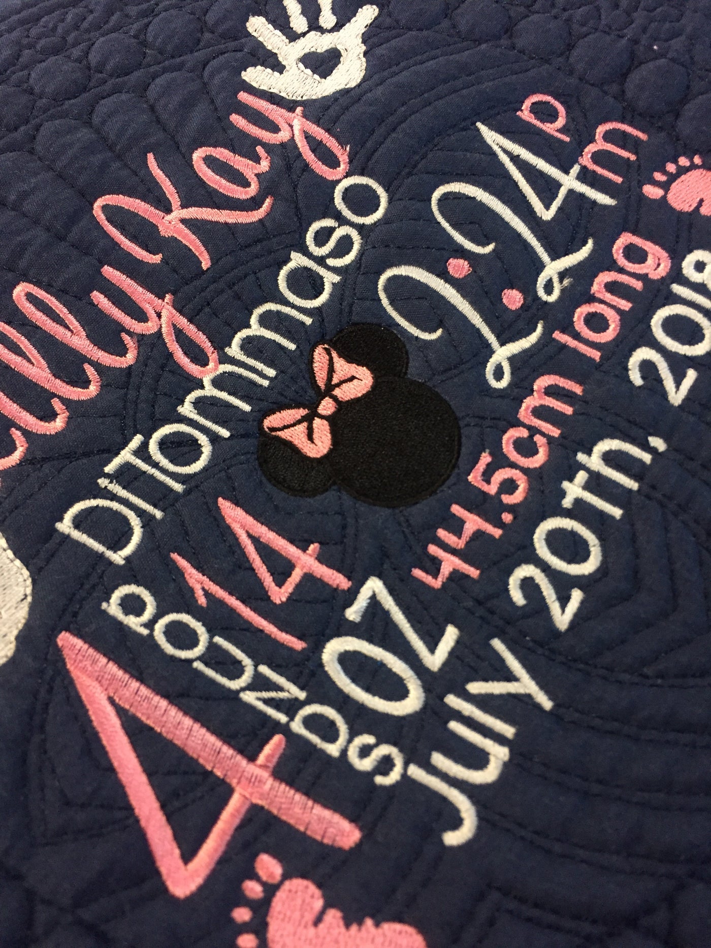 Quilted Baby Blanket with Birth Block