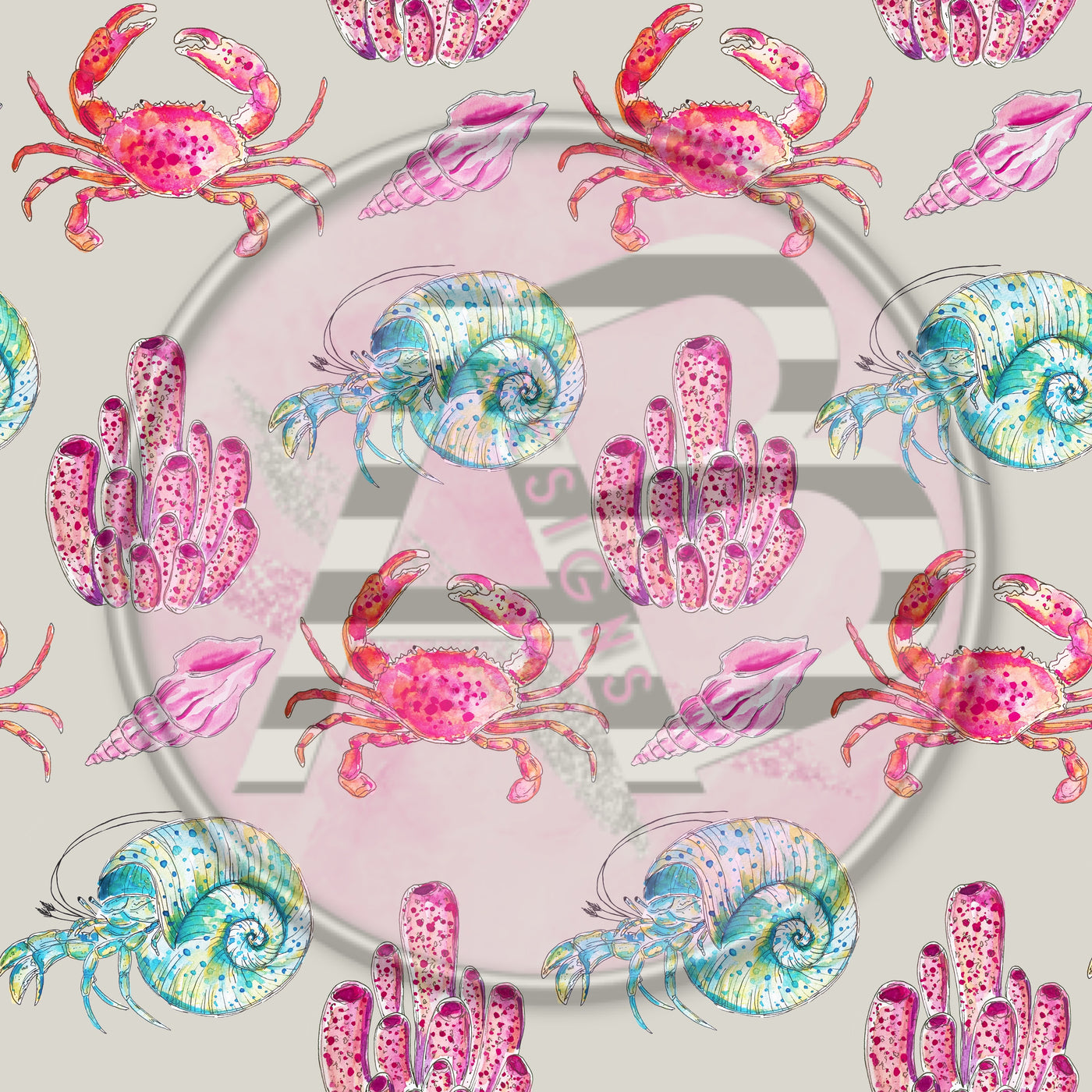 Adhesive Patterned Vinyl - Crab 1716