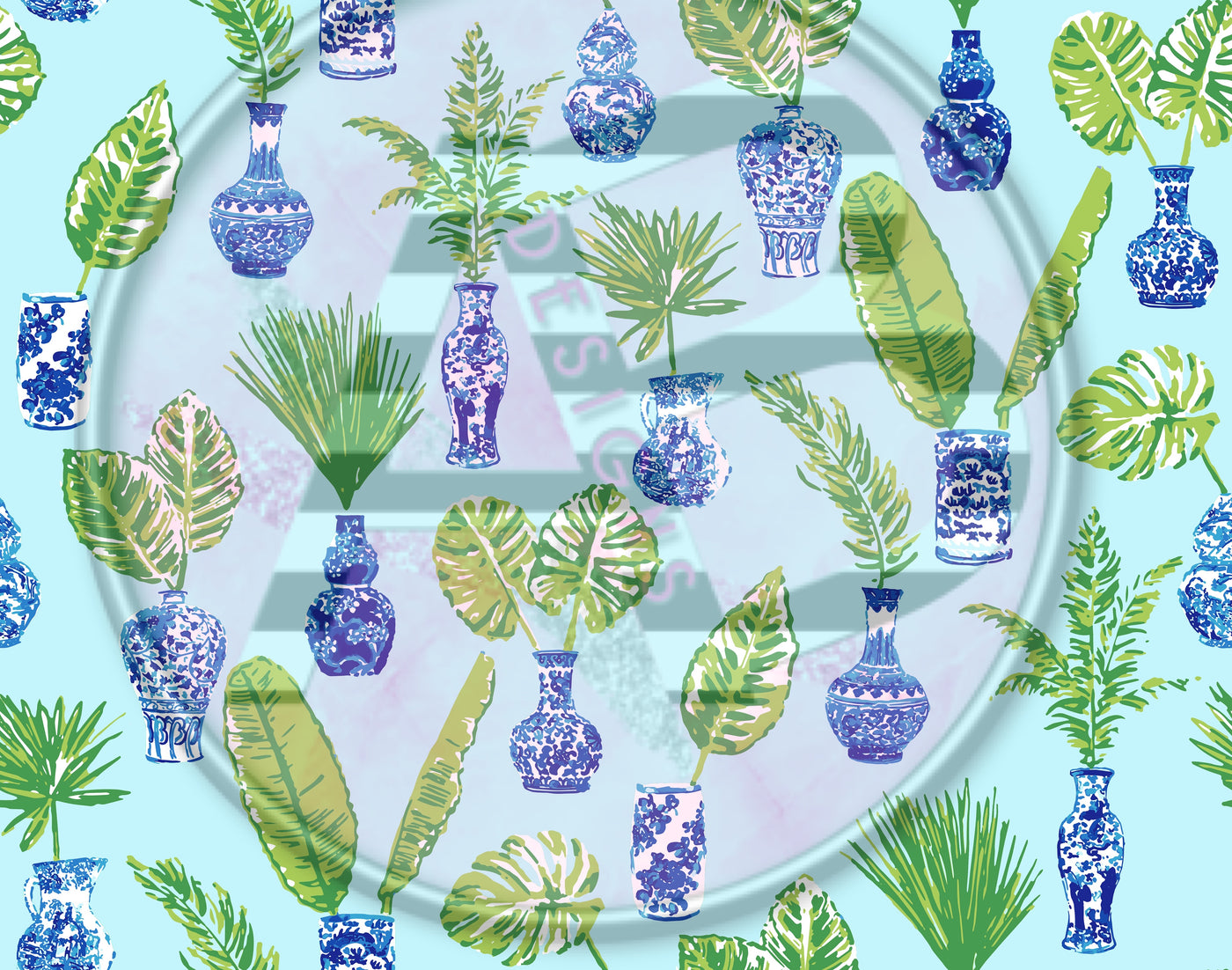 Adhesive Patterned Vinyl - Plants 2100